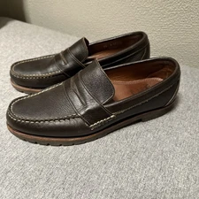 Allen Edmonds Hampton Loafers Men’s 7.5 D Brown Grain Leather Vibram GumLite
