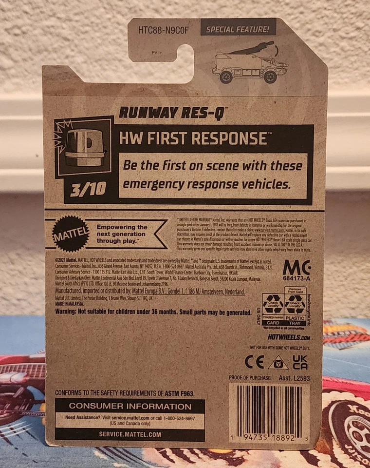 🔥Mattel Hot Wheels Let's Race Runway RES-Q 9/250 Diecast🔥 - Image 3 of 3