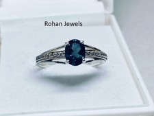 Genuine London Blue Topaz 925 Sterling Silver Topaz Wedding Bridal Handmade Ring