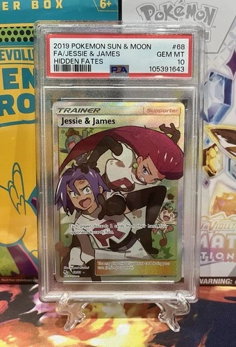 2019 Pokemon Sun & Moon Hidden Fates JESSIE & JAMES #68/68 PSA 10 GEM MINT!