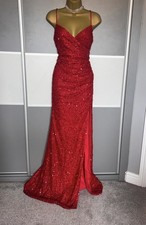 Elegant Evening Sequin Wedding Party Cruise Prom Cocktail Maxi Dress Sz 8/10