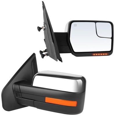 Pair Side View Mirror for Ford F-150 2004-2014 Power Heated Chrome Signal Light