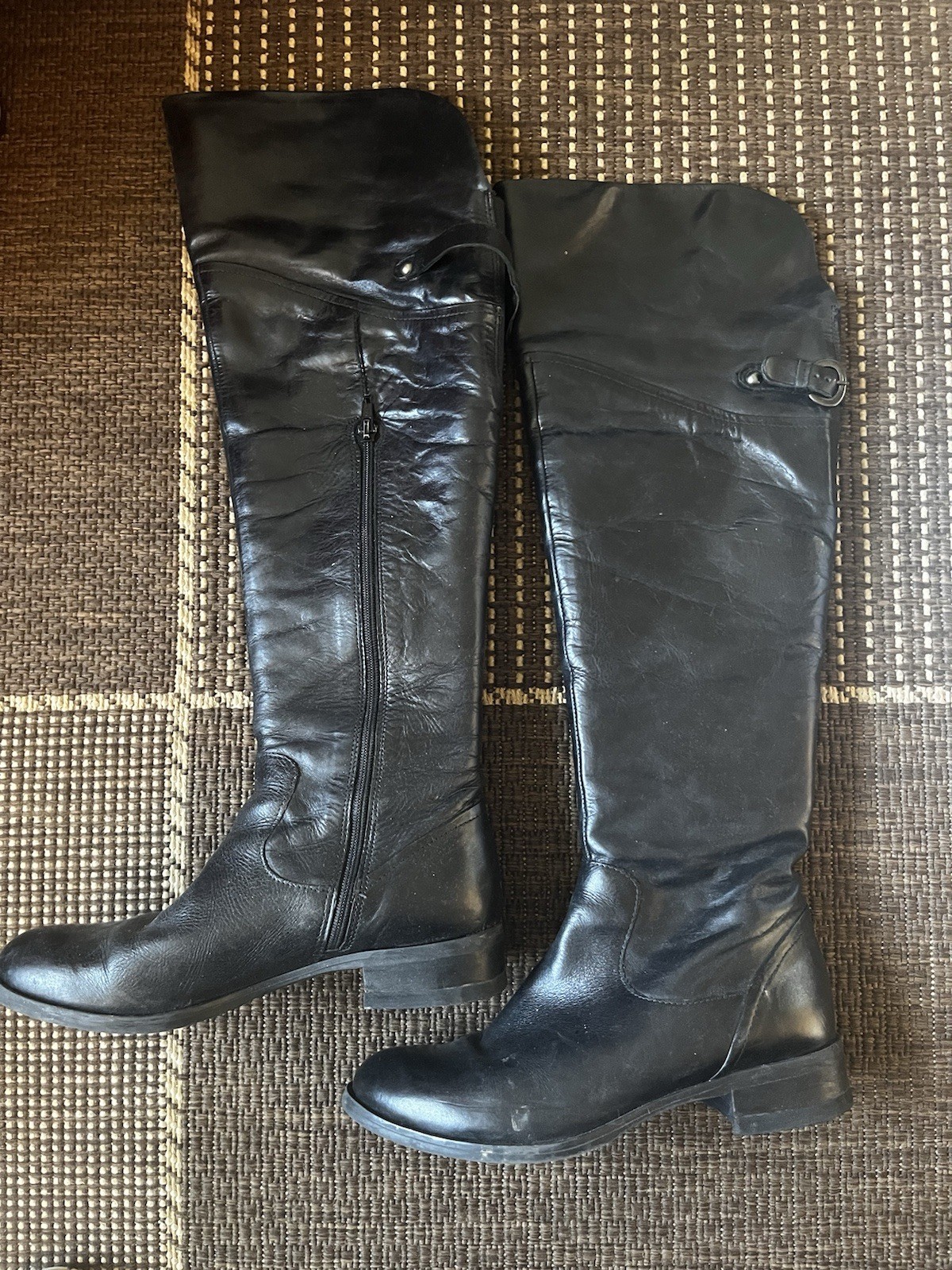 Dune London Women’s Black Leather knee high Boots size 4 £150 RRP Excellent Cond