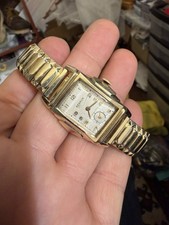 RARO OROLOGIO UOMO VINTAGE Benrus Swiss 17J Deco oro laminato 10K sub SECONDO
