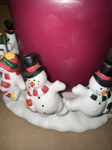 PartyLite Frolicking Frostys Anello 12 Pupazzo di Neve 3 Stoppino Portacandele e Candela Usata - Foto 3 di 11