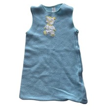 Vtg Baby Sleep Sack Wearable Blanket Blue Teddy Bear Fleece Sleeper Size 3-6M