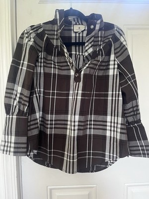 Tuckernuck XS Corrigan Blouse in Cedar Check