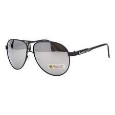 Biohazard Sunglasses Black, Silver Mirror Lens Pilot Shades UV400