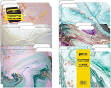 Decorative File Folders, 12 Pack, 6 Designs, Heavyweight, Letter Size 9.5" X 11