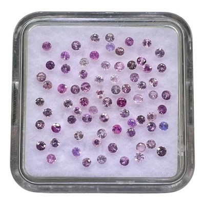 37 Stück Natürlich Ceylon Rosa Saphir 1.6mm Rund Diamantschliff Lose Edelsteine