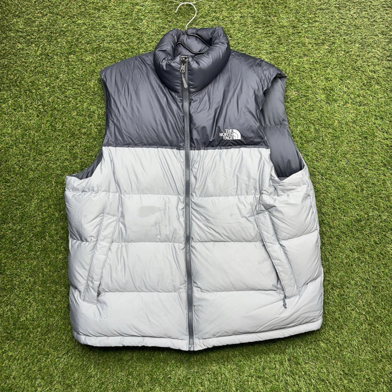 The North Face Nuptse Puffer Vest Mens XL 700 Down Fill Grey Outdoors Hiking