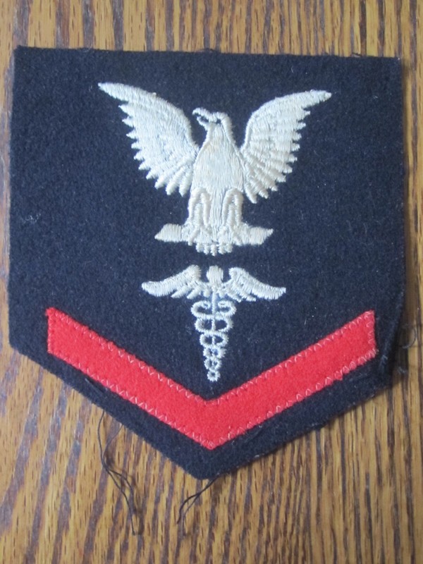 POST WWII, US NAVY HOSPITAL CORPSMAN, 3rd CLASS RATE , NO GLOW (2ND PATCH)