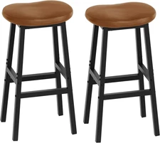 Bar Stools Set of 2, Bar Chairs, Saddle Stools with Curved Surface, Counter Heig