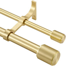Barras cortina dobles laton 3672in ajustables con terminales para ventana
