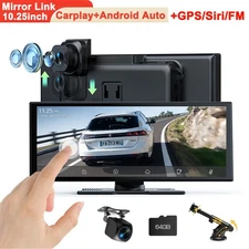 10.25" 2.5K Dash Cam Car Stereo Radio For Apple Carplay&Android Auto + Rear Cam