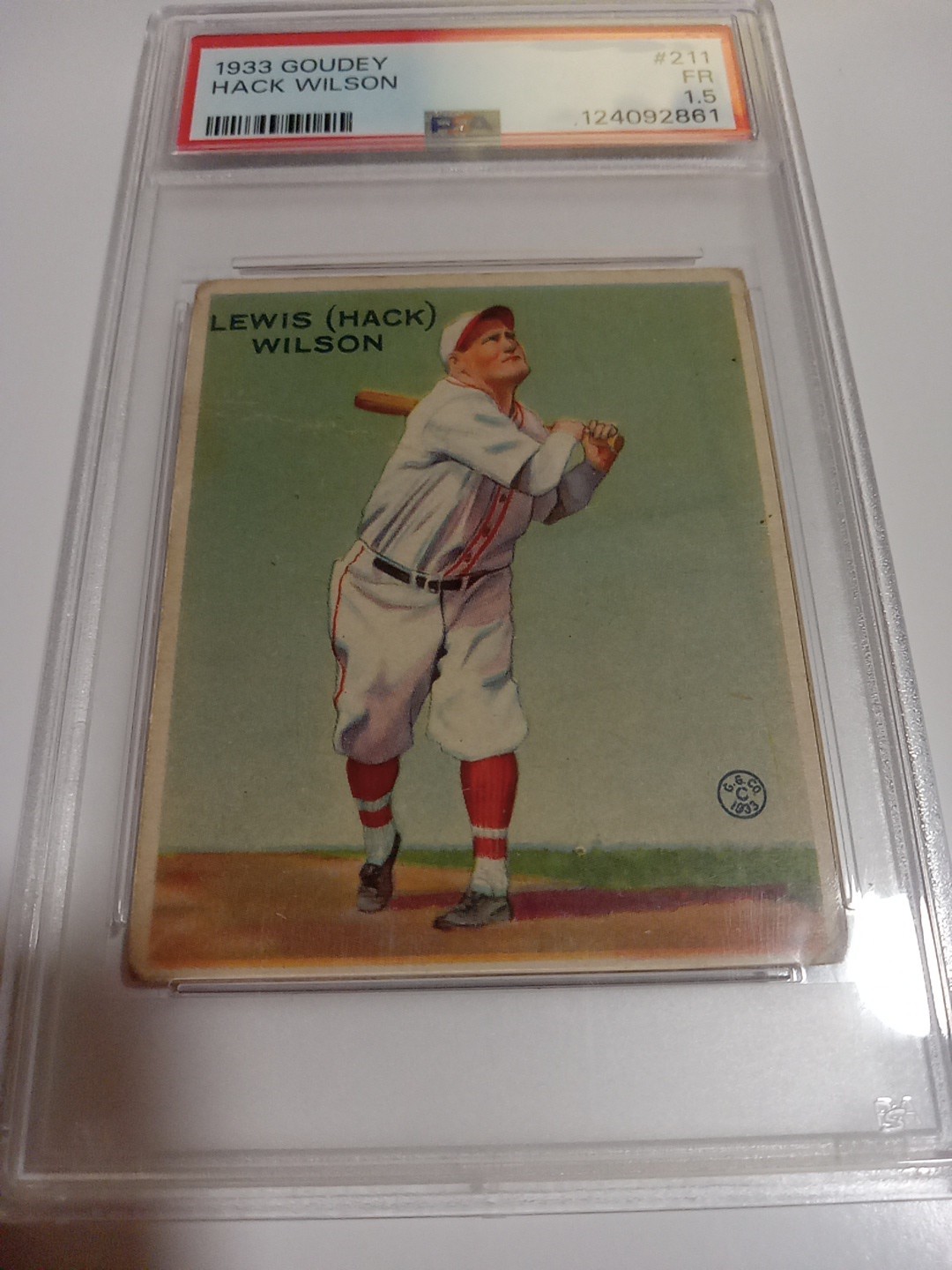 1933 Goudey # 211  Hack  Wilson  PSA  1.5 FR view 2