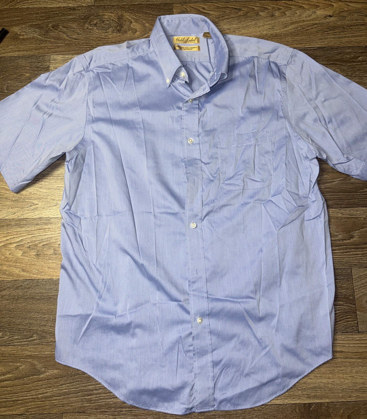 Roundtree & Yorke Gold Label Mens Non Iron Blue Button Up S/S Shirt XL VGC