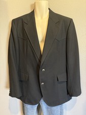 Men's PENDLETON Black Western Yoke 2 Button Wool Blend Blazer Jacket USA Size 44