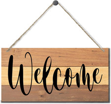 Welcome Decor Sign, Hanging Wood Sign Home Decorative, Printed Wood Wall Art Sig