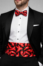 Hot Chili Peppers Tuxedo Cummerbund and Bowtie Set