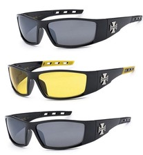 3 PAIR COMBO Chopper Sunglasses Motorcycle Glasses Smoke Yellow  Smoke Lens C50