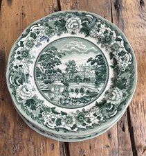 Legend British Heritage Italo Belmont GREEN DINNER Plates ~ Set of  4 ~ New