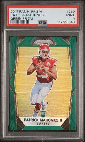 2017 Panini Prizm #269 Patrick Mahomes II Green Prizm PSA 9 Mint Rookie Chiefs