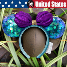 Disney Parks Little Mermaid Ariel Dinglehopper Minnie Mouse Bow Ears Headband   