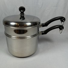Farberware 2,5 qt doble caldera sartenes de vapor tapa revestida de aluminio acero inoxidable de colección