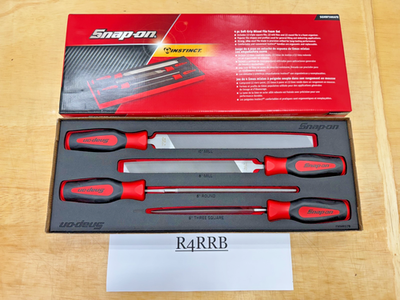 #ad NEW AUCTION Snap on Tools USA RED 4pc Soft Grip Mixed File Foam Set SGHBF500AFR $250.00