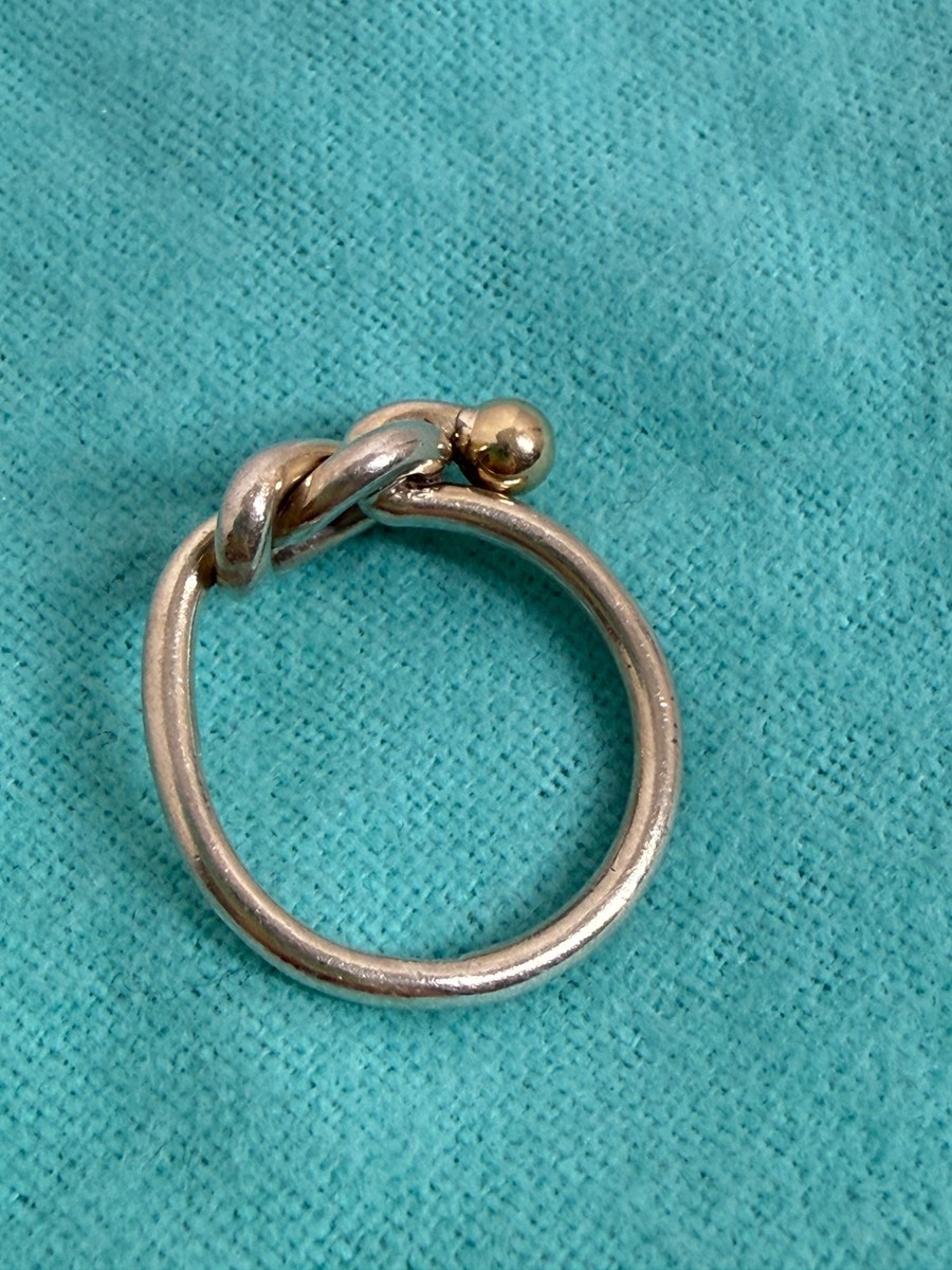 VINTAGE TIFFANY KNOT RING SILVER & GOLD View 6