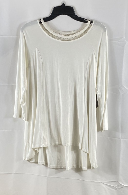 Elie Tahari Women's White Parker Knit Chain Neck Long Sleeve Top Sz S NWT
