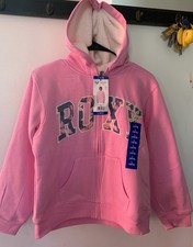 ROXY Girls Pink Zip Sherpa Lined Fleece Hoodie Size L 14/16