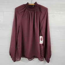 Joie Smock Long Sleeve Burgundy Blouse Womens Size XL NWT