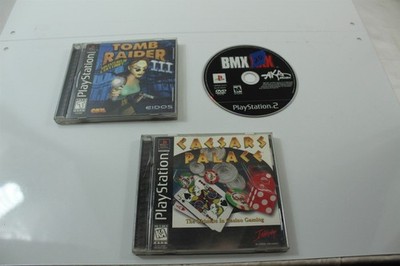 Sony PlayStation Video Game Lot of 3 Tomb Raider III Caesars Palace BMX