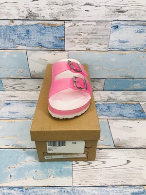 Modische flache Damen-Sandalen Jelly zwei Stegschnalle Sommer Größe 3 pink
