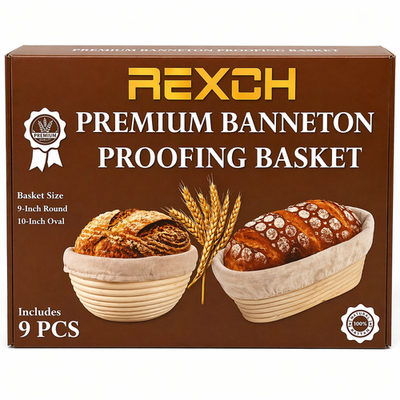 #ad Premium Banneton Proofing Basket Set 9pcs Round Oval Bread Dough Rattan Kit $11.99