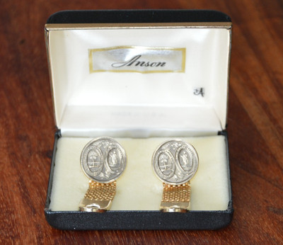 Vintage Anson South Carolina Cufflinks Mesh Gold Tone