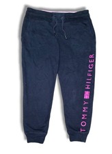 Tommy Hilfiger Women's Blue Drawstring Stretch Logo Sweatpants Pants Size M