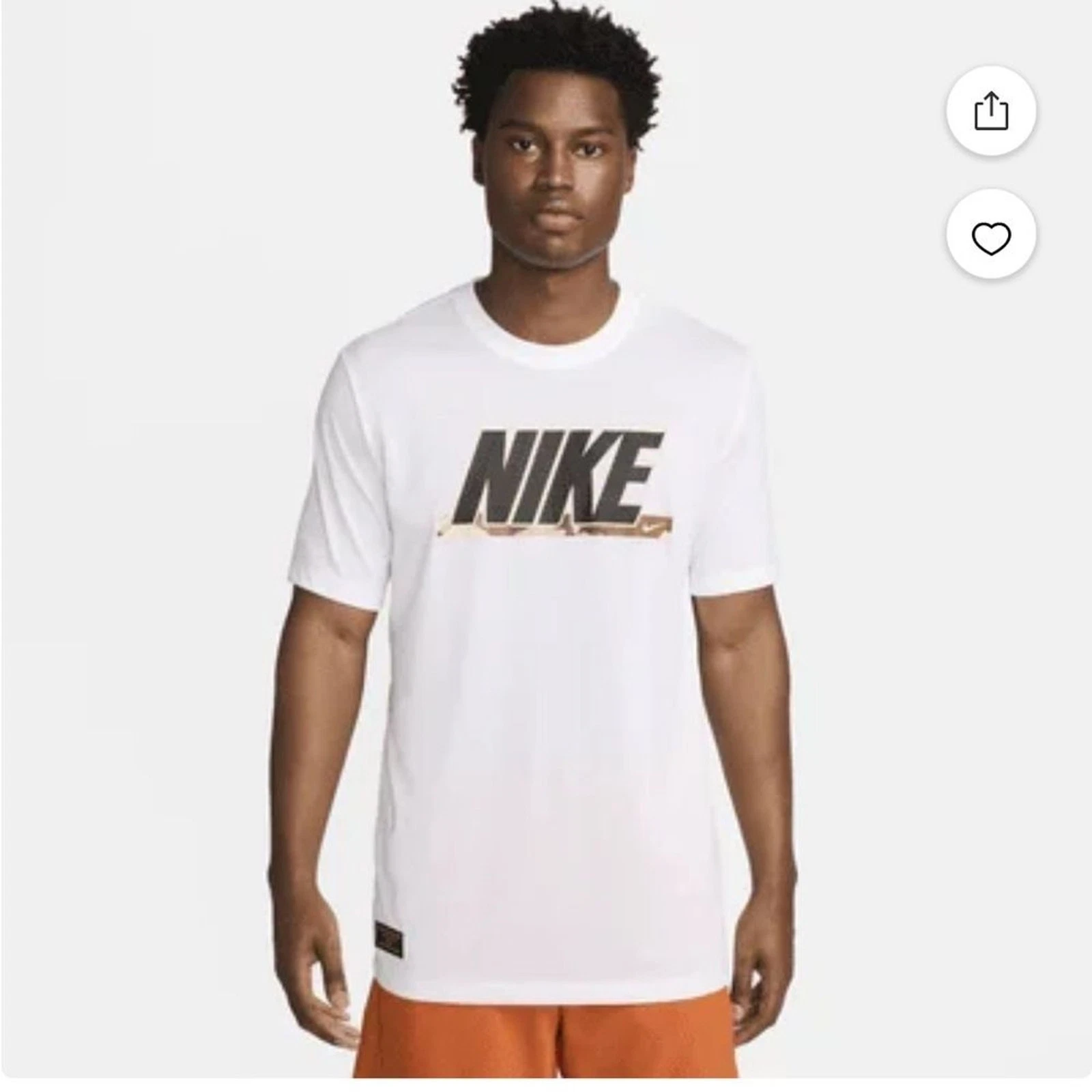 Nike cascade brushstroke camp White Short Sleeve dri fit Athletic Tee MSRP $45