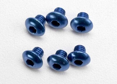 Traxxas 3940  Screws, 4x4 button-head machine, aluminum (blue) (hex drive) (6)