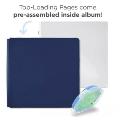 Creative Memories 12x12 Navy Album with Top Loading Pages & Tape Runner