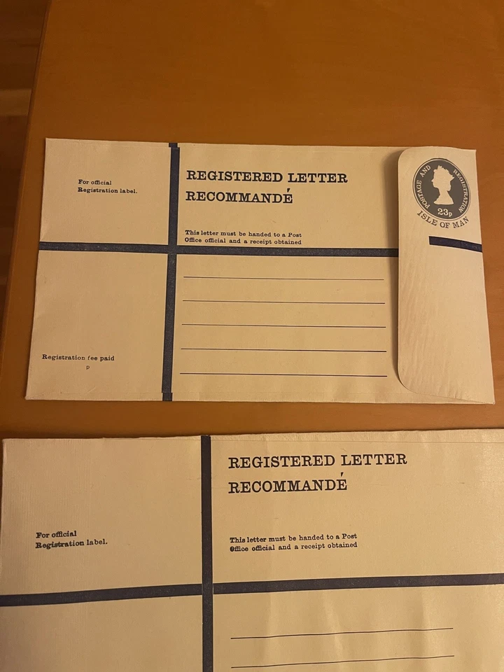 GB Isle of Man 1970s Registered  5 Letters, 23p And 52p, Difference Sizes, VF/XF - Image 2 of 4