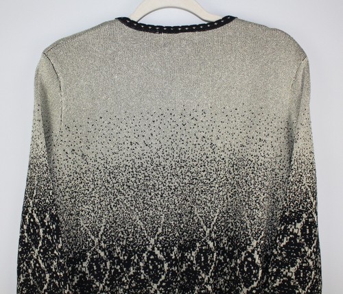 ALFRED DUNNER Women's Gold/Black Metallic Overlay 3/4 Sleeve Sweater Top Sz Lg - Picture 5 of 8