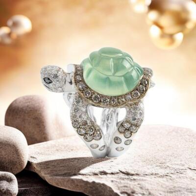Jade Turtle Rings for Women Natural Amulets Jewelry Green Fashion Vintage 