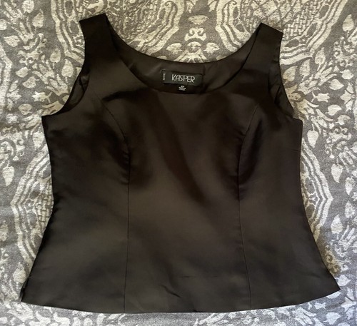 Camiseta sin mangas vintage 4 pequeña concha de seda años 90 y2k recortada cápsula minimalista negra - Imagen 1 de 7