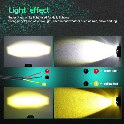 Yellow 3inch LED Work Light Bar Spot Off-road Pods Amber White Fog ATV SUV Truck - Picture 7 of 9