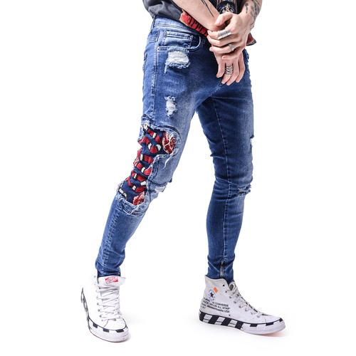 Jeans Blue Skinny Ripped Distressed 