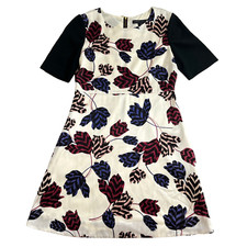 MARC by MARC JACOBS Fit and Flare Dress 4 White Floral Knee Length Short Sleeve