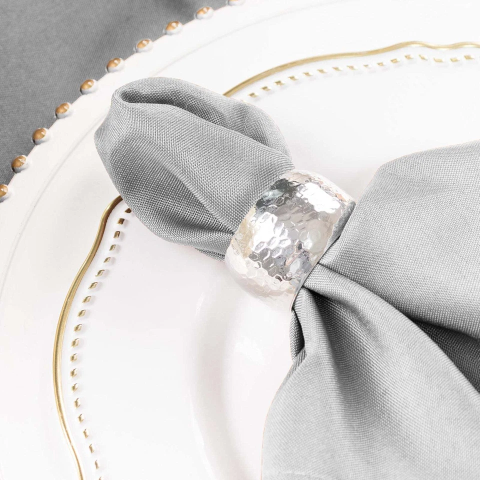 SERVILLETAS DE MESA 25 piezas de poliéster plateado 17x17" gris claro fiesta cocina ropa de cama Foto 4 de 4